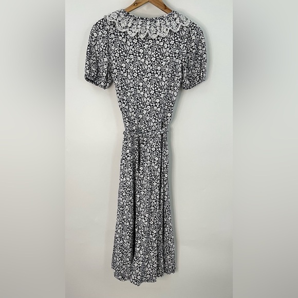 BODEN US 2R Trim Detail Jersey Midi Dress navy blue floral 0521 - Picture 11 of 15